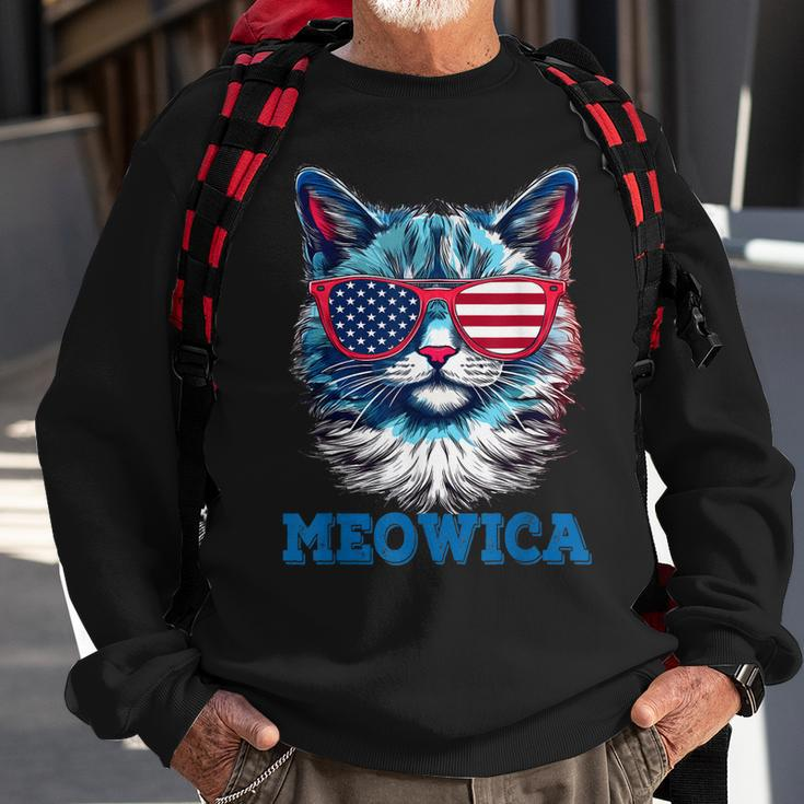 Patriotic Cat Sunglasses American Flag 4Th Of July Meowica Sweatshirt Gifts for Old Men