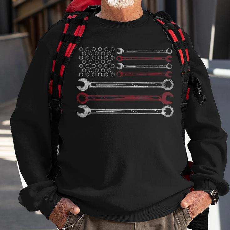 Patriotic Mechanic Flag American Car Repairman Gift Usa Flag Gift For Mens Sweatshirt Gifts for Old Men