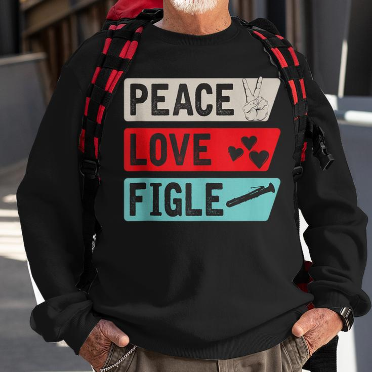 Peace Love Figle Musical Instrument Ophicleide Instrument Sweatshirt Gifts for Old Men