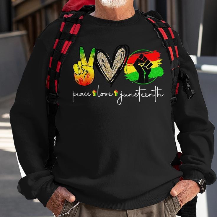 Peace Love Junenth Fist Black Girl Black Queen & King Boy Sweatshirt Gifts for Old Men