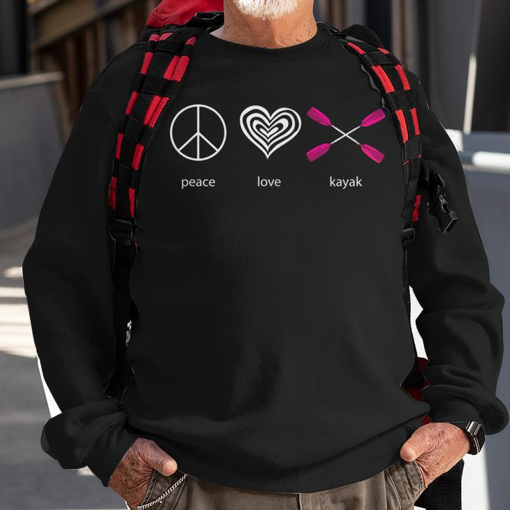 Peace Love Kayak Funny Water Sport Sweatshirt Gifts for Old Men