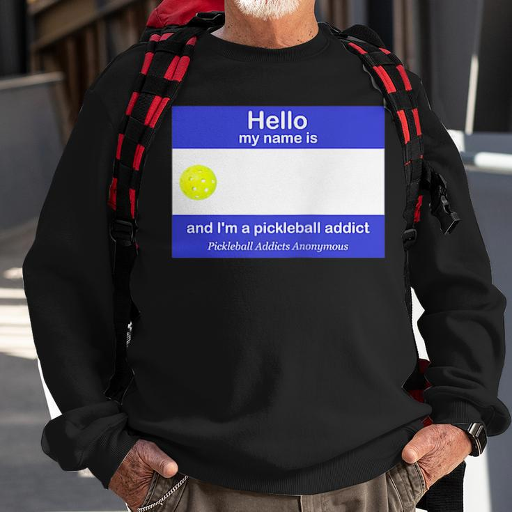 Pickleball Addicts Anonymous Name Tag Sweatshirt Gifts for Old Men