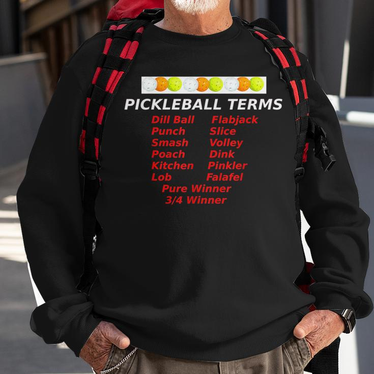 Pickleball Terms Words Expressions Lob Smash KitchenSweatshirt Gifts for Old Men