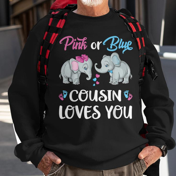 Pink Or Blue Cousin Loves You Elephants Gender Reveal Family Sweatshirt Gifts for Old Men