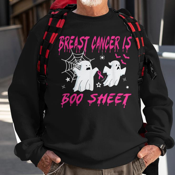 Pink Ribbon Halloween Breast Cancer Warrior Is Boo Sheet Sweatshirt Gifts for Old Men