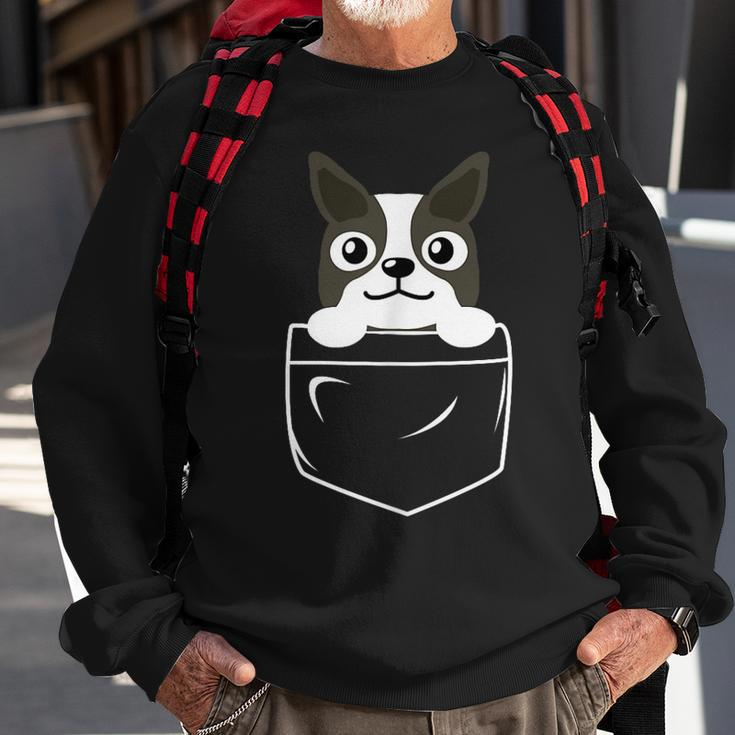 Pocket Boston Terrier Sweatshirt Gifts for Old Men