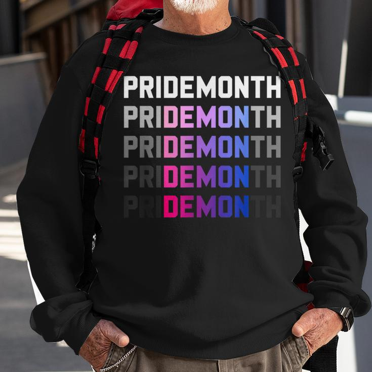 Pridemonth Demon Vintage Human Right Bisexual Sweatshirt Gifts for Old Men