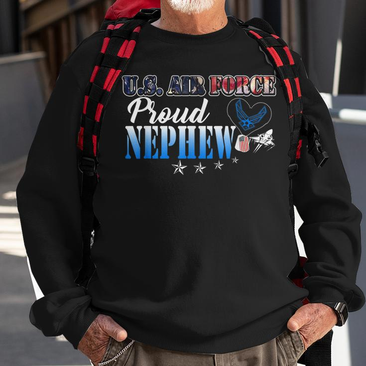 Proud Air Force Nephew Heart Military Family Gift Mens Sweatshirt Gifts for Old Men