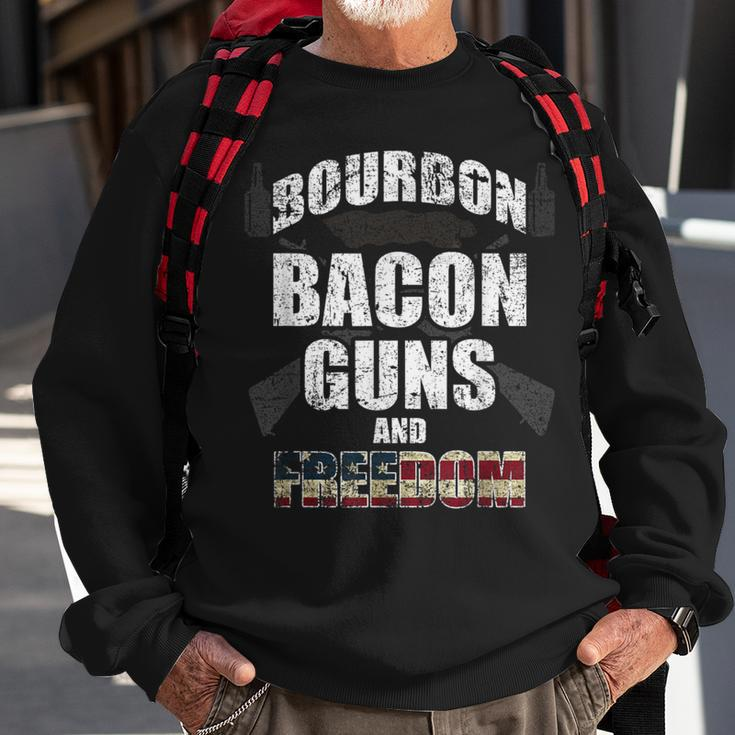 Proud Bourbon Bacon Guns Freedom Independence Day Sweatshirt Gifts for Old Men