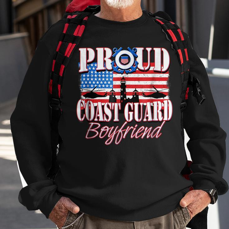 Proud Coast Guard Boyfriend Usa Flag Men Usa Funny Gifts Sweatshirt Gifts for Old Men