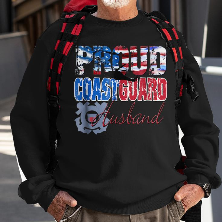 Proud Coast Guard Husband Patriotic Usa Flag Men Patriotic Funny Gifts Sweatshirt Gifts for Old Men