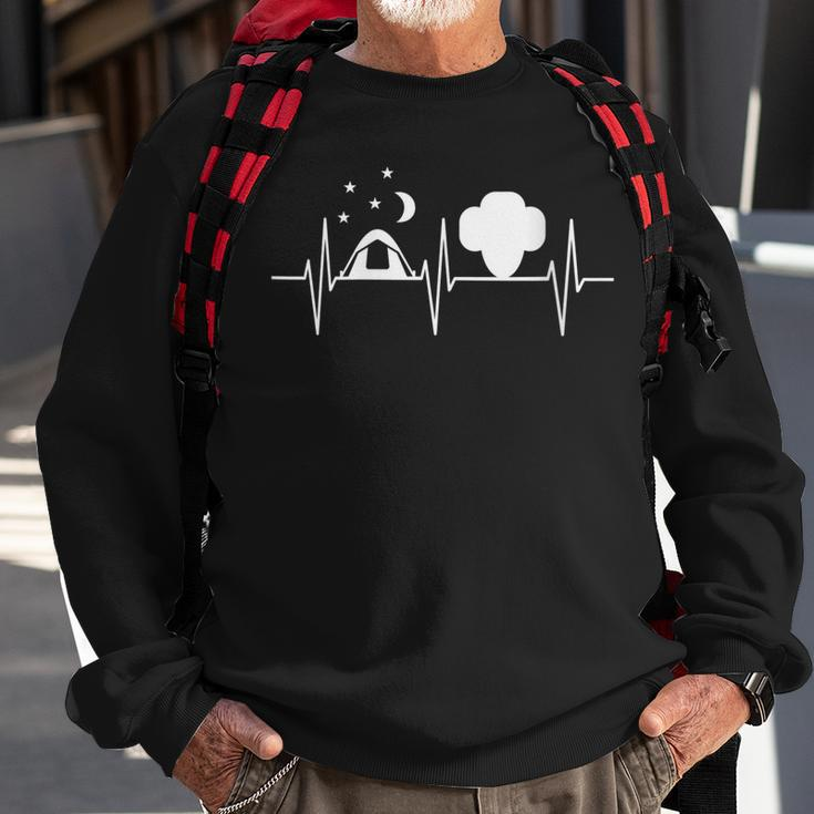 Proud Scout Girl Scouting Heartbeat Trefoil Tent Camping Gift For Womens Sweatshirt Gifts for Old Men