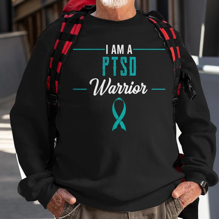 Ptsd Warrior Traumatic Psychological Trauma Teal Ribbon Gift Sweatshirt Gifts for Old Men