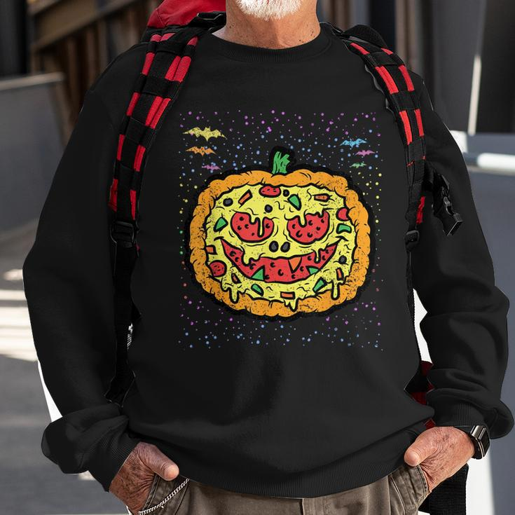 Pumpkin Pizza Hallowen Costume Scary Jack O Lantern Foodie Sweatshirt Gifts for Old Men