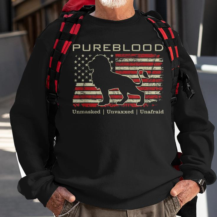 Pureblood Movement Pureblood Medical Freedom Lion Usa Flag Sweatshirt Gifts for Old Men