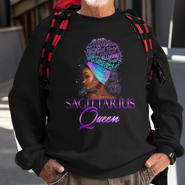 Purple Sagittarius Queen African American November December Sweatshirt Gifts for Old Men