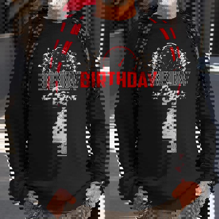 Race Car 4Th Birthday Boy Party Racing 4 Year Old Pit Crew Racing Funny Gifts Sweatshirt Gifts for Old Men