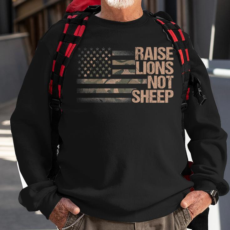 Raise Lions Not Sheep Patriotic Lion American Patriot Sweatshirt Gifts for Old Men