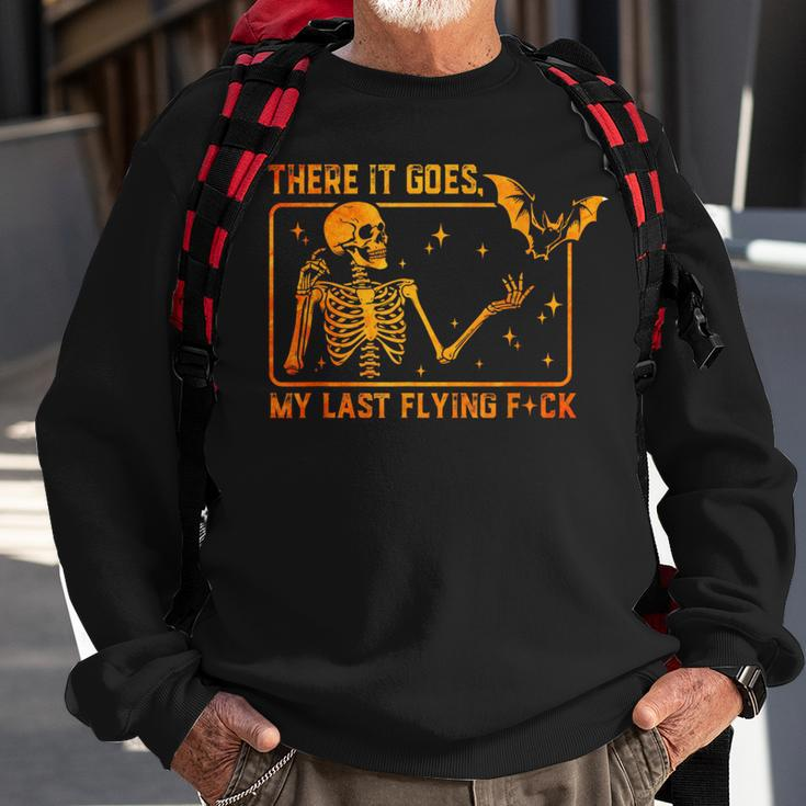There It Goes My Last Flying Fuck Skeleton Halloween Sweatshirt Gifts for Old Men