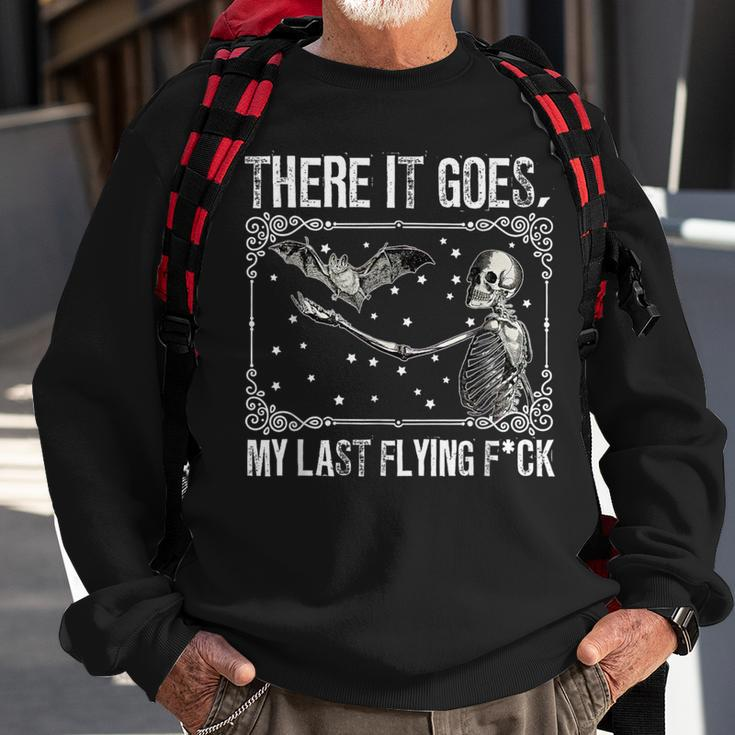 There It Goes My Last Flying Fuck Skeleton Halloween Sweatshirt Gifts for Old Men
