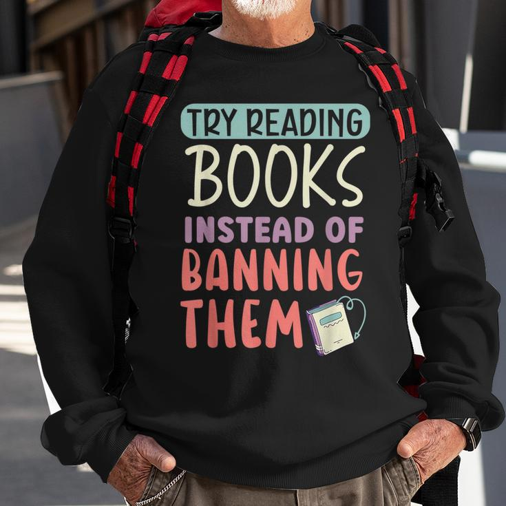 Read Banned Books Bookworm Book Lover Bibliophile Sweatshirt Gifts for Old Men