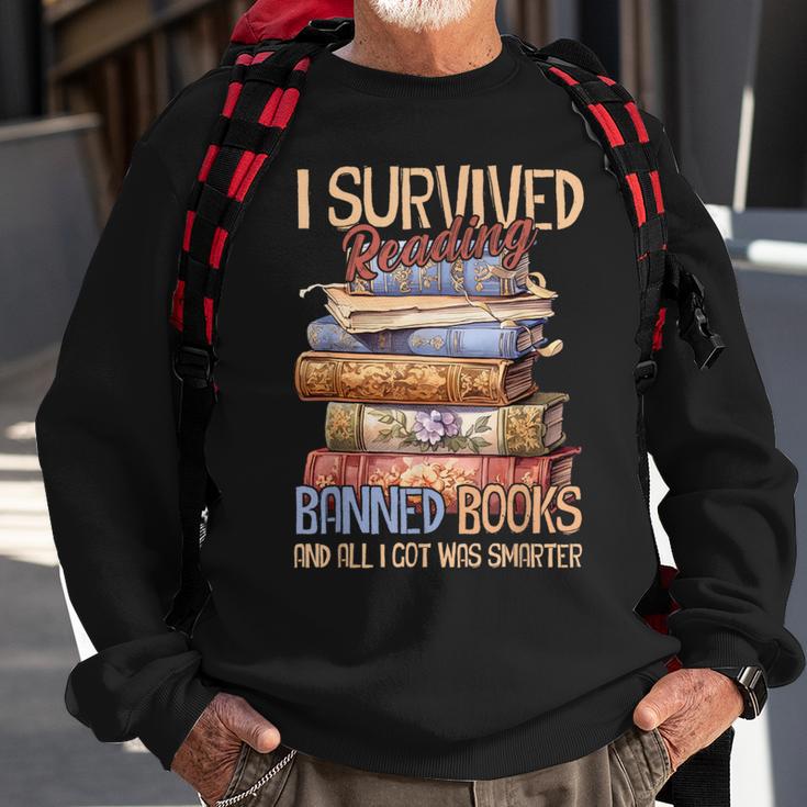 Read Banned Books I Survived Reading Banned Books Sweatshirt Gifts for Old Men