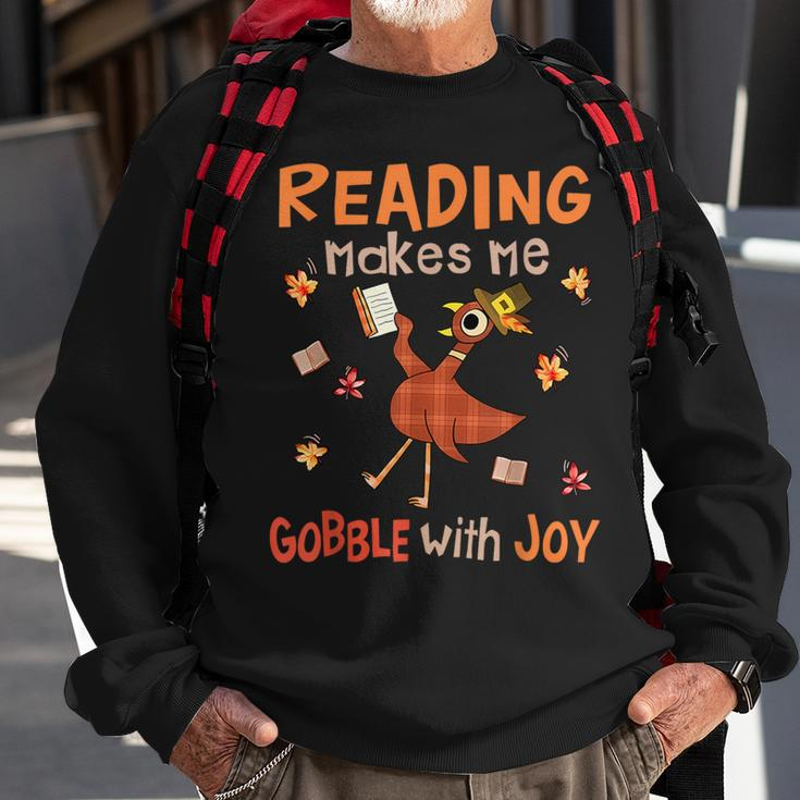 Reading Makes Me Gobble With Joy Turkey Reading Book Sweatshirt Gifts for Old Men