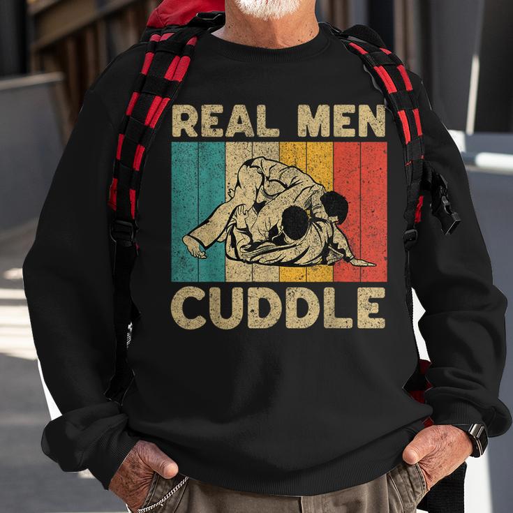 Real Men Cuddle Funny Vintage Bjj Brazilian Jiu Jitsu Sweatshirt Gifts for Old Men