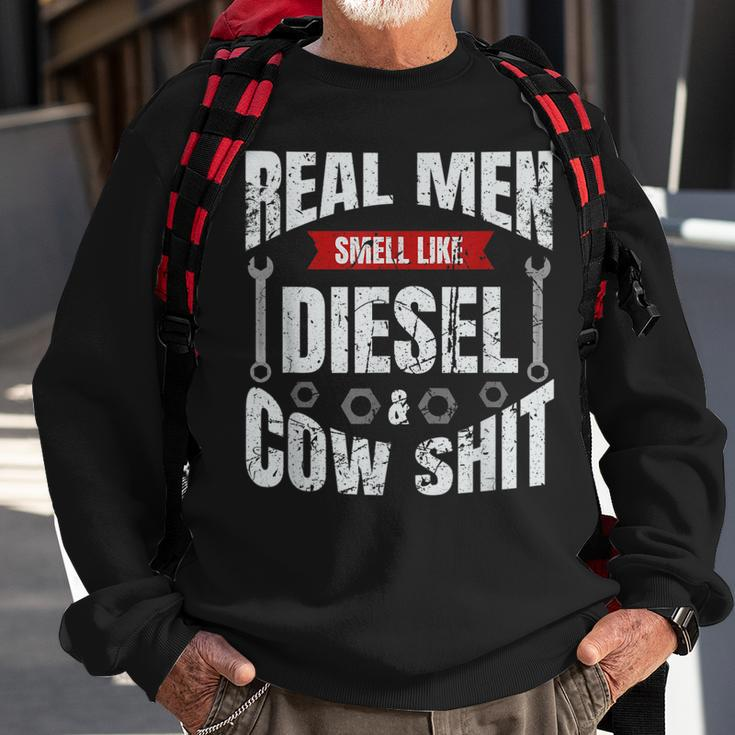 Real Men Smell Like Diesel And Cow Shit Sweatshirt Gifts for Old Men