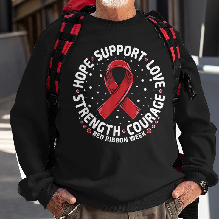 Red Ribbon Week 2023 Hope Love Support Red Ribbon Week Sweatshirt Gifts for Old Men