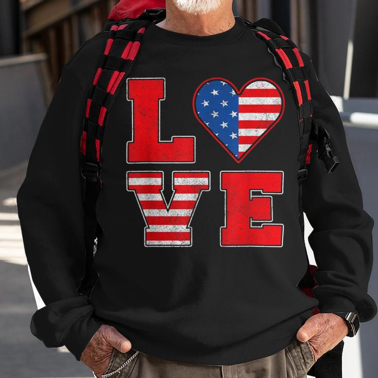 Red White And Blue For Love American Flag Sweatshirt Gifts for Old Men