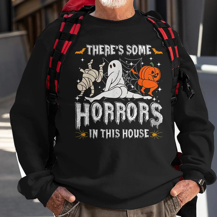 There's Some Horrors In This House Ghost Pumpkin Halloween Sweatshirt Gifts for Old Men