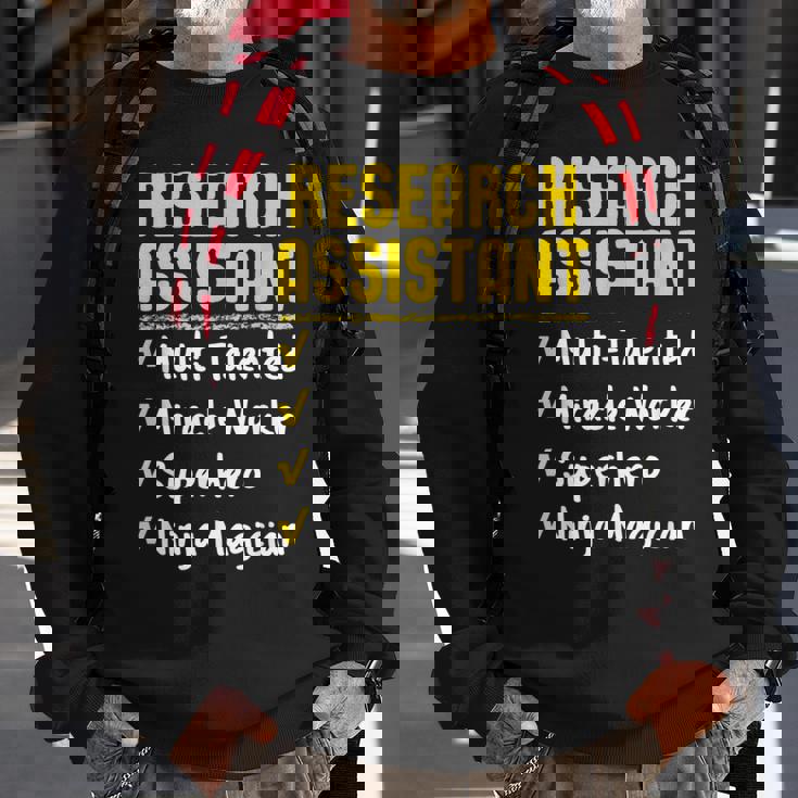 Research Assistant Miracle Worker Superhero Ninja Sweatshirt Gifts for Old Men