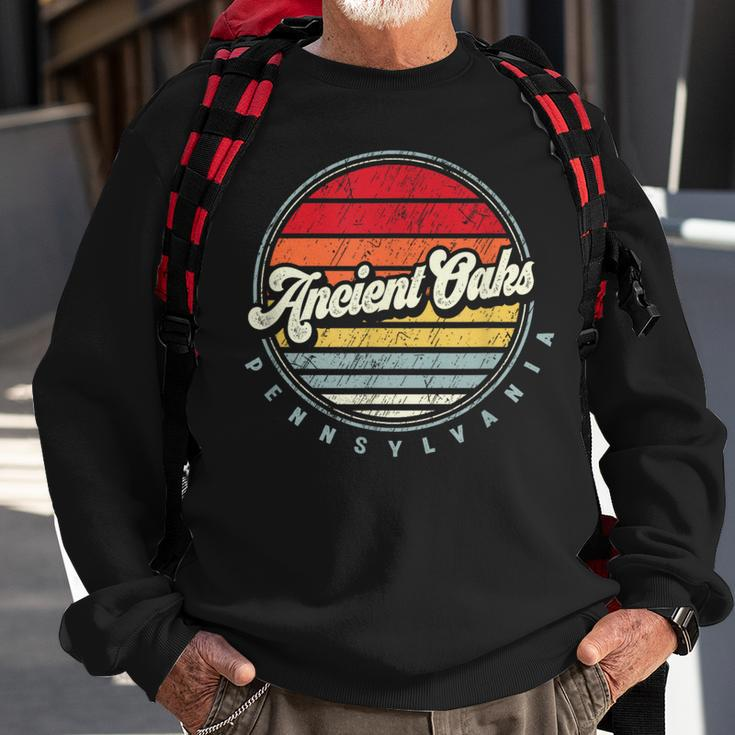 Retro Ancient Oaks Home State Cool 70S Style Sunset Sweatshirt Gifts for Old Men