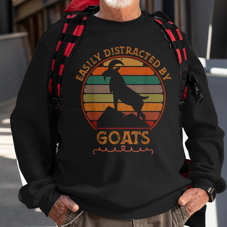 Retro Farmer Funny Goat Lover Easily Distracted By Goats Gifts For Goat Lovers Funny Gifts Sweatshirt Gifts for Old Men