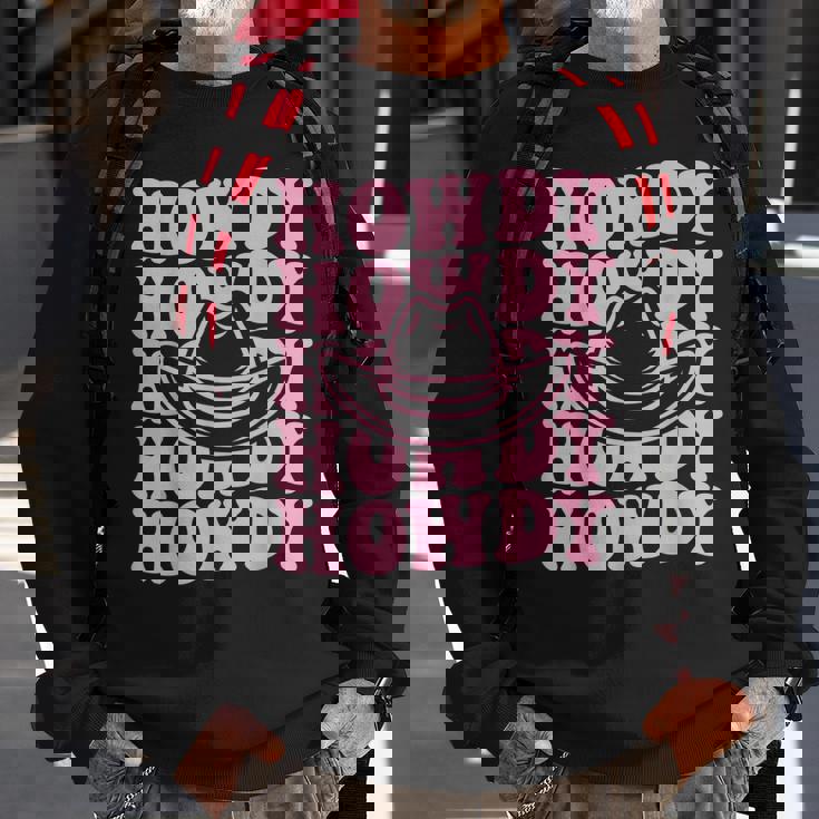 Retro Groovy Howdy Rodeo Country Southern Cowgirl Hat Girls Sweatshirt Gifts for Old Men