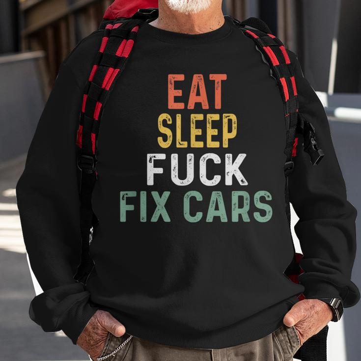 Retro Mechanic Gag Gifts For Men Xmas Eat Sleep Fix Cars Gift For Mens Sweatshirt Gifts for Old Men