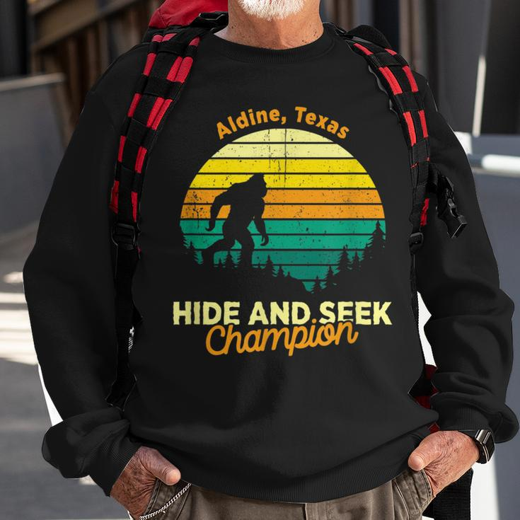 Retro Sasquatch Aldine Texas Bigfoot State Souvenir Sweatshirt Gifts for Old Men