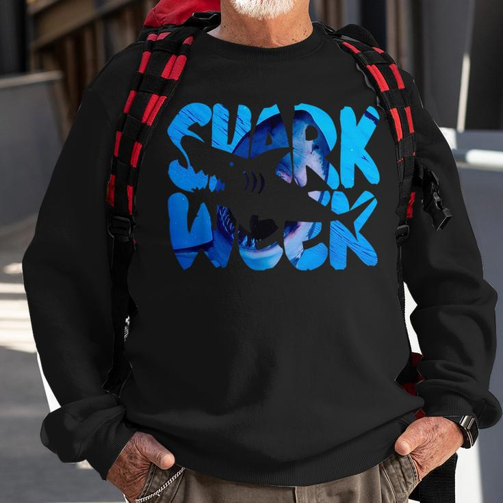 Retro Shark Ocean Biologist Animal Lover Shark Fin Week 2023 Sweatshirt Gifts for Old Men