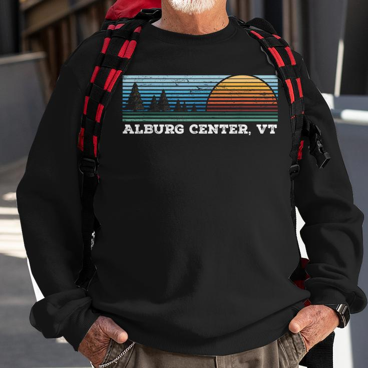 Retro Sunset Stripes Alburg Center Vermont Sweatshirt Gifts for Old Men