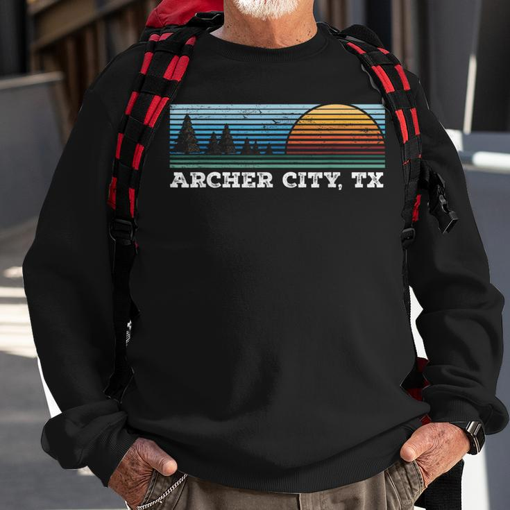 Retro Sunset Stripes Archer City Texas Sweatshirt Gifts for Old Men