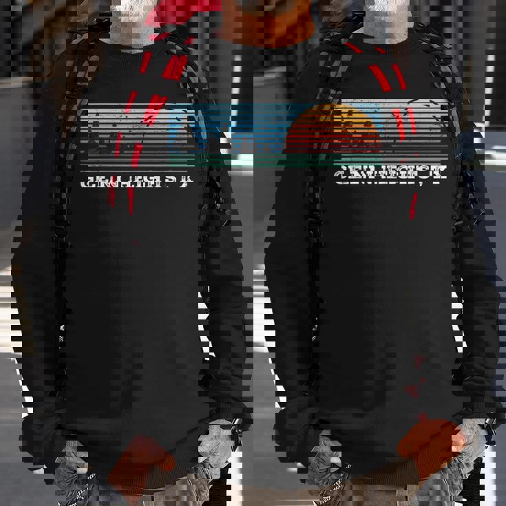 Retro Sunset Stripes Glenn Heights Texas Sweatshirt Gifts for Old Men