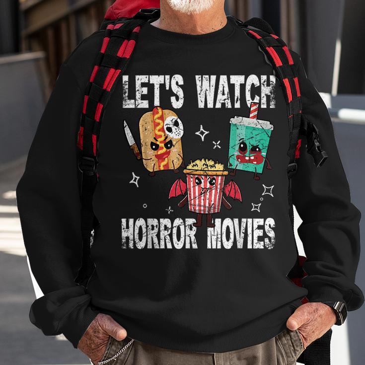 Retro Lets Watch Horror Movies Cute Halloween Costume Sweatshirt Gifts for Old Men