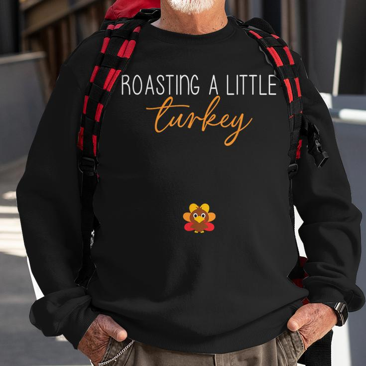 Roasting A Little Turkey Thanksgiving Pregnancy Announcement Sweatshirt Gifts for Old Men