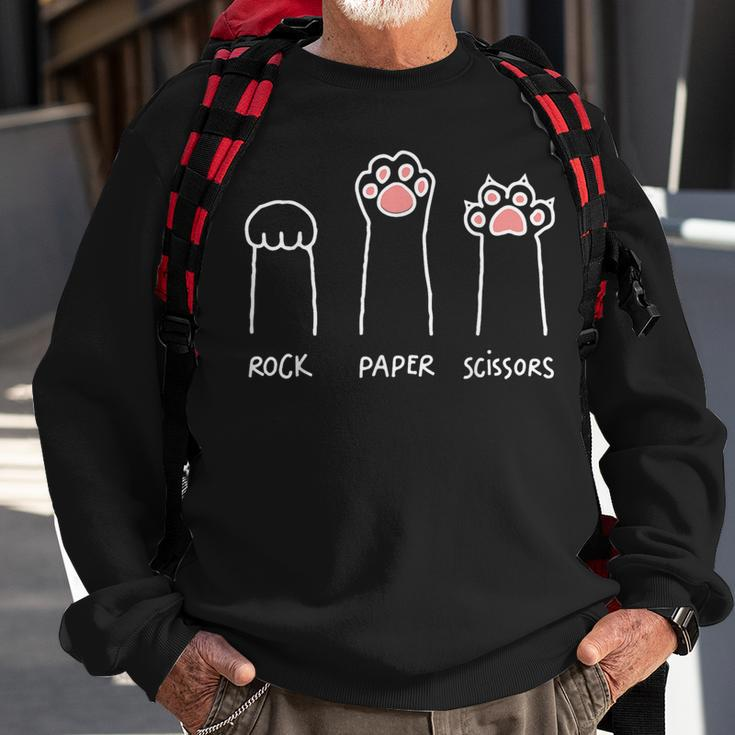 Rock Paper Scissors Cat Paws Cute Paw Kitten Paw Funny Cat Sweatshirt Gifts for Old Men