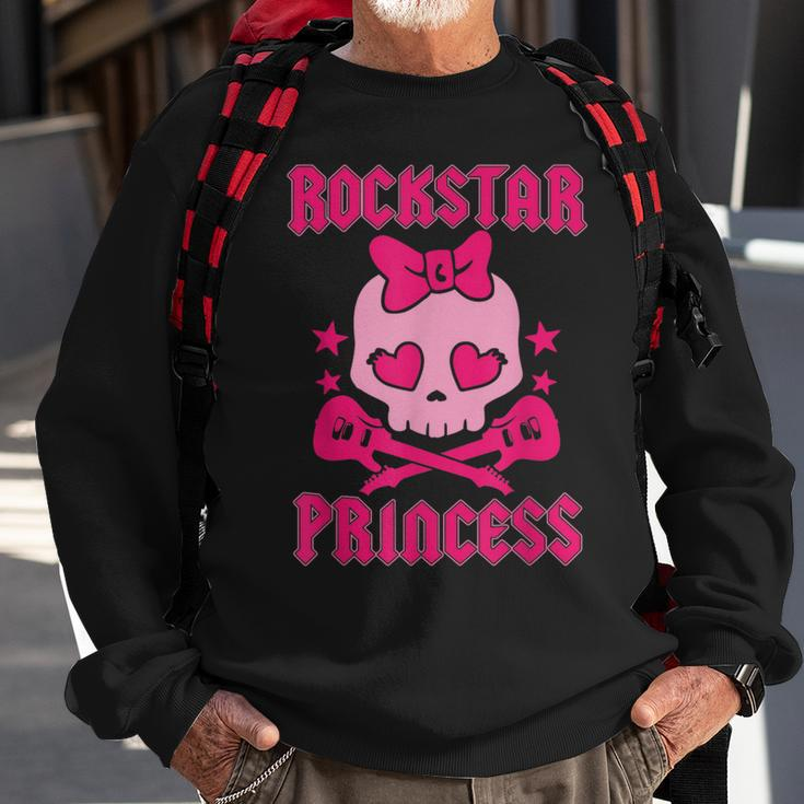 Rockstar Princess Heavy Metal Pirate Skull Pink Sweatshirt Gifts for Old Men