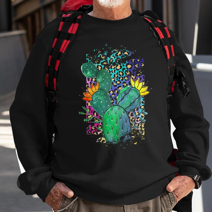 Rodeo Cowgirl Leopard Cheetah Cactus Graphic Women Western Sweatshirt Gifts for Old Men