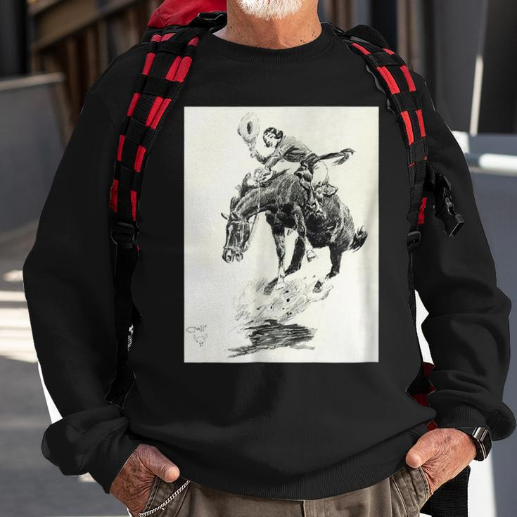 Rodeo Cowgirl Riding Bucking Horse Sweatshirt Gifts for Old Men