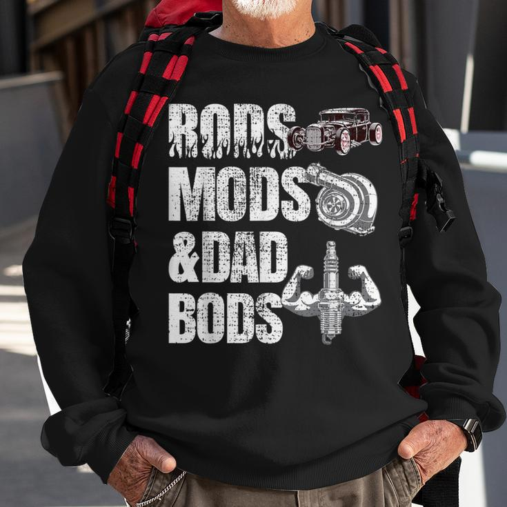 Rods Mods & Dad Bods Hot Rod Mechanic Fabricator Sweatshirt Gifts for Old Men