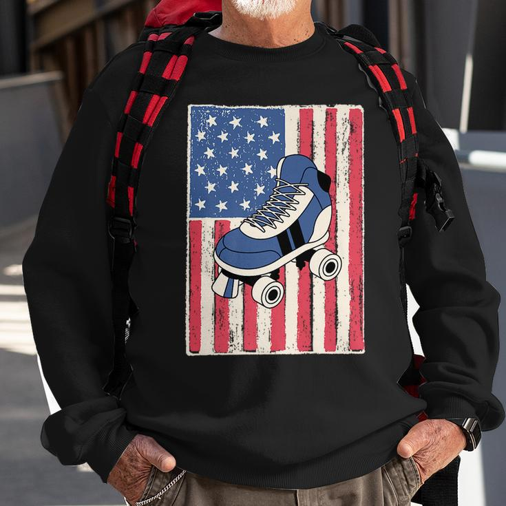 Roller Skate For Men Gift Skating American Flag Patriotic Patriotic Funny Gifts Sweatshirt Gifts for Old Men